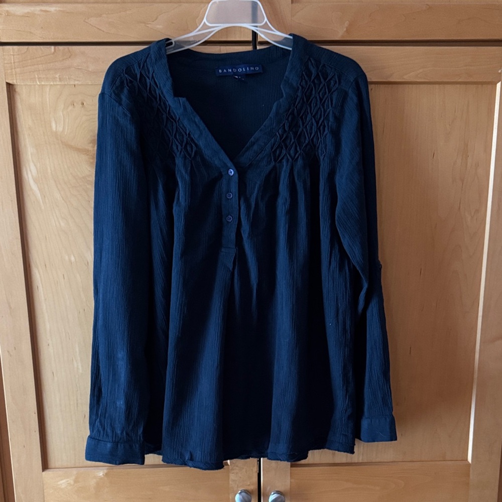 Women's Navy Long Sleeve Top
